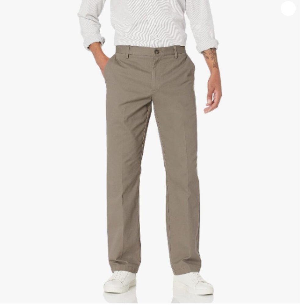 Men's Classic-Fit Wrinkle-Resistant Flat-Front Chino Pants 44W X 34L